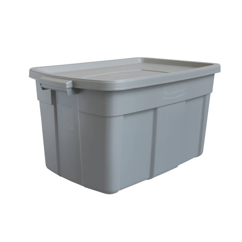 slide 2 of 10, Rubbermaid 31gal Roughneck Storage Tote Gray: Polyethylene, Handles, Nesting, Lidded, Stackable, Utility Storage Tubs, 31 gal