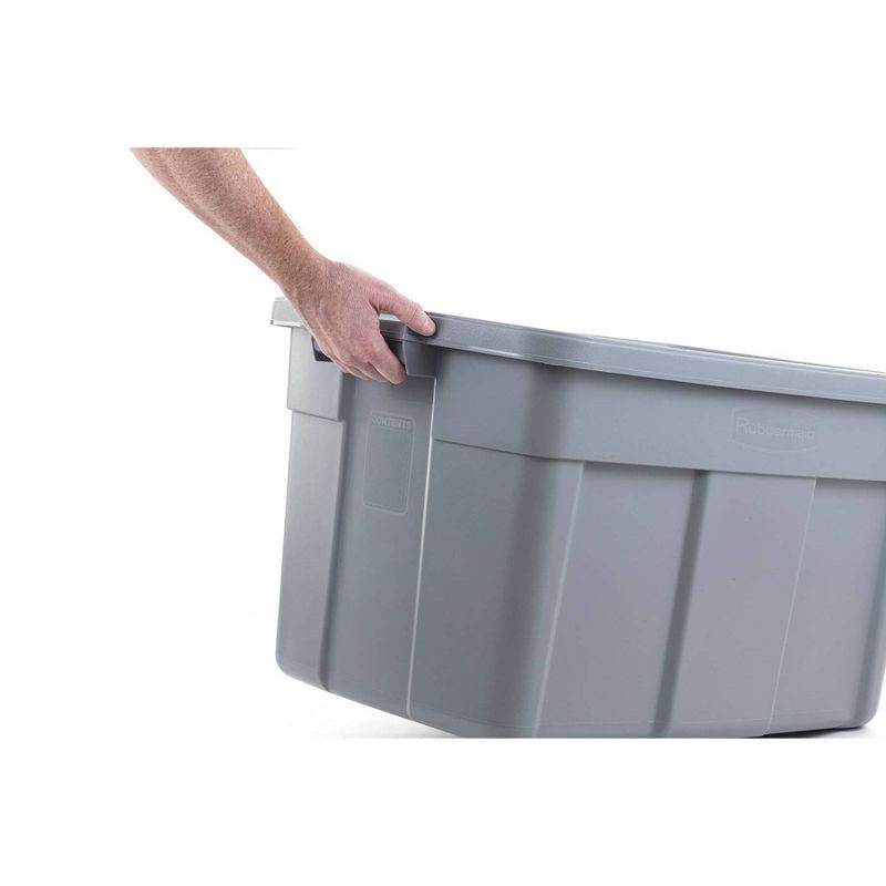 slide 6 of 10, Rubbermaid 31gal Roughneck Storage Tote Gray: Polyethylene, Handles, Nesting, Lidded, Stackable, Utility Storage Tubs, 31 gal