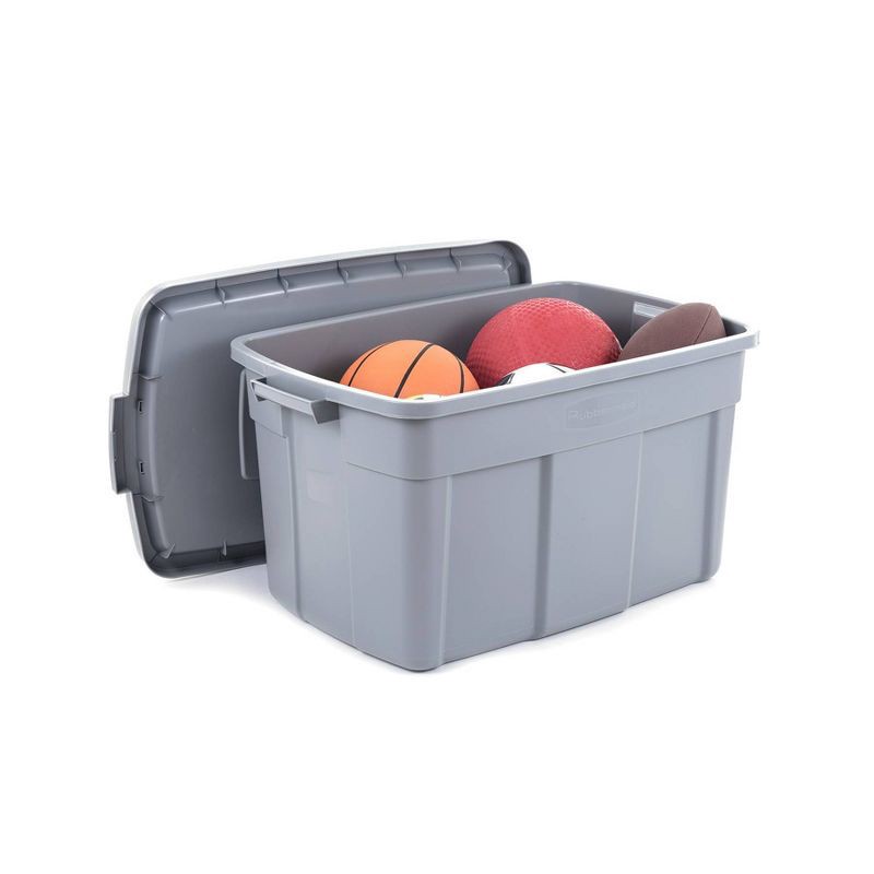 slide 7 of 10, Rubbermaid 31gal Roughneck Storage Tote Gray: Polyethylene, Handles, Nesting, Lidded, Stackable, Utility Storage Tubs, 31 gal