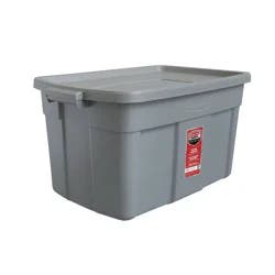 Rubbermaid 31gal Roughneck Storage Tote Gray: Polyethylene, Handles, Nesting, Lidded, Stackable, Utility Storage Tubs