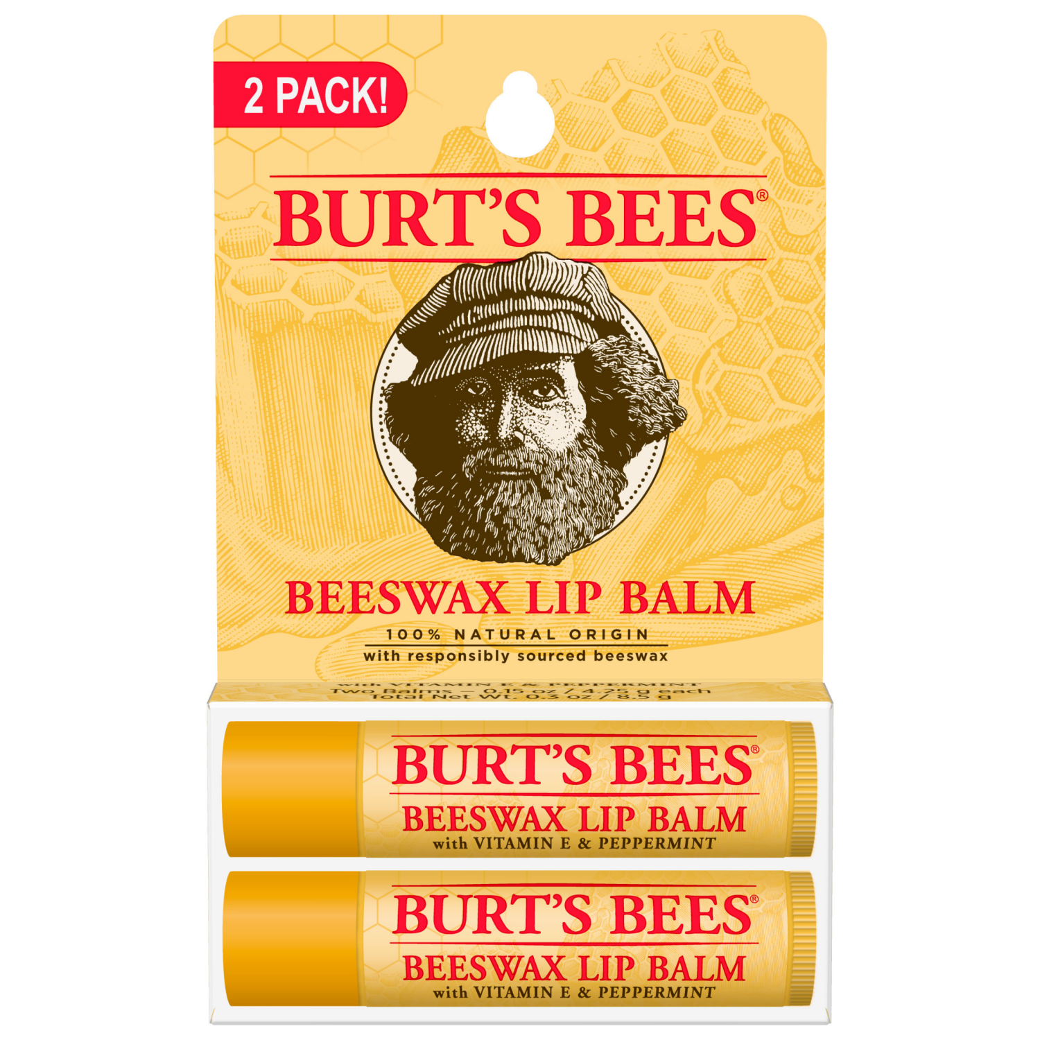 slide 1 of 7, Burt's Bees Natural Origin Moisturizing Beeswax Lip Balm, 2 ct