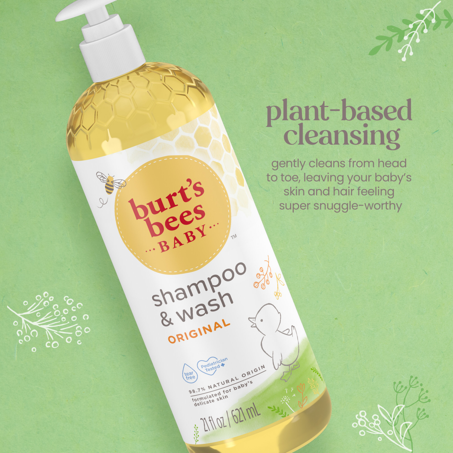 slide 4 of 5, Burt's Bees Baby Shampoo & Wash, Original Tear Free Baby Soap - 21 Ounce Bottle, 21 oz