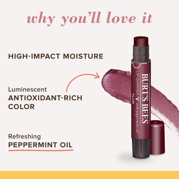 slide 9 of 22, Burt's Bees 100% Natural Origin Moisturizing Lip Shimmer, Plum, 1 ct