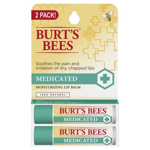 slide 1 of 3, Burt's Bees Medicated Lip Balm With Menthol & Eucalyptus, 2 ct