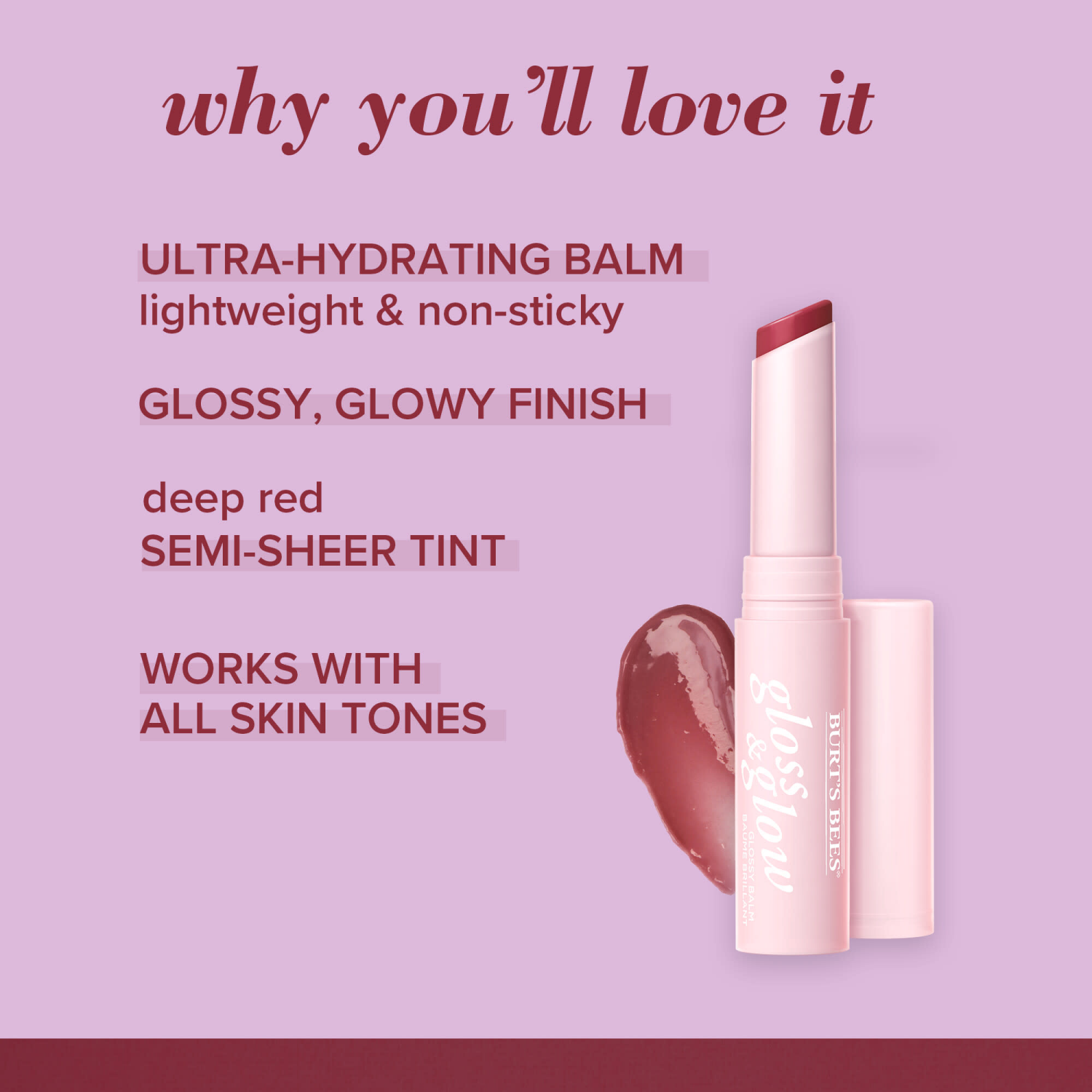 slide 6 of 8, Burt's Bees Gloss And Glow Wine Wednesday Glossy Balm, 1 ct