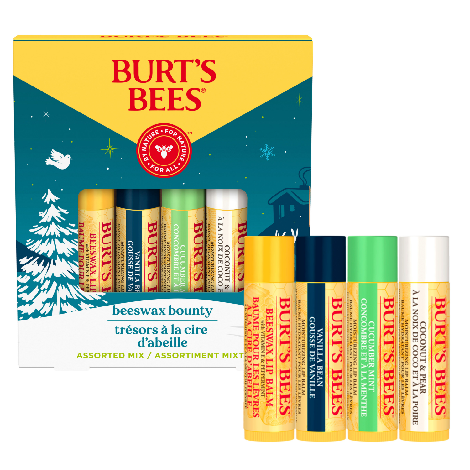 slide 4 of 4, Burt's Bees Beeswax Bounty Assorted Mix Lip Balm Gift Set, Natural Origin Lip Care, 4 Tubes, 0.15 oz., 0.15 oz
