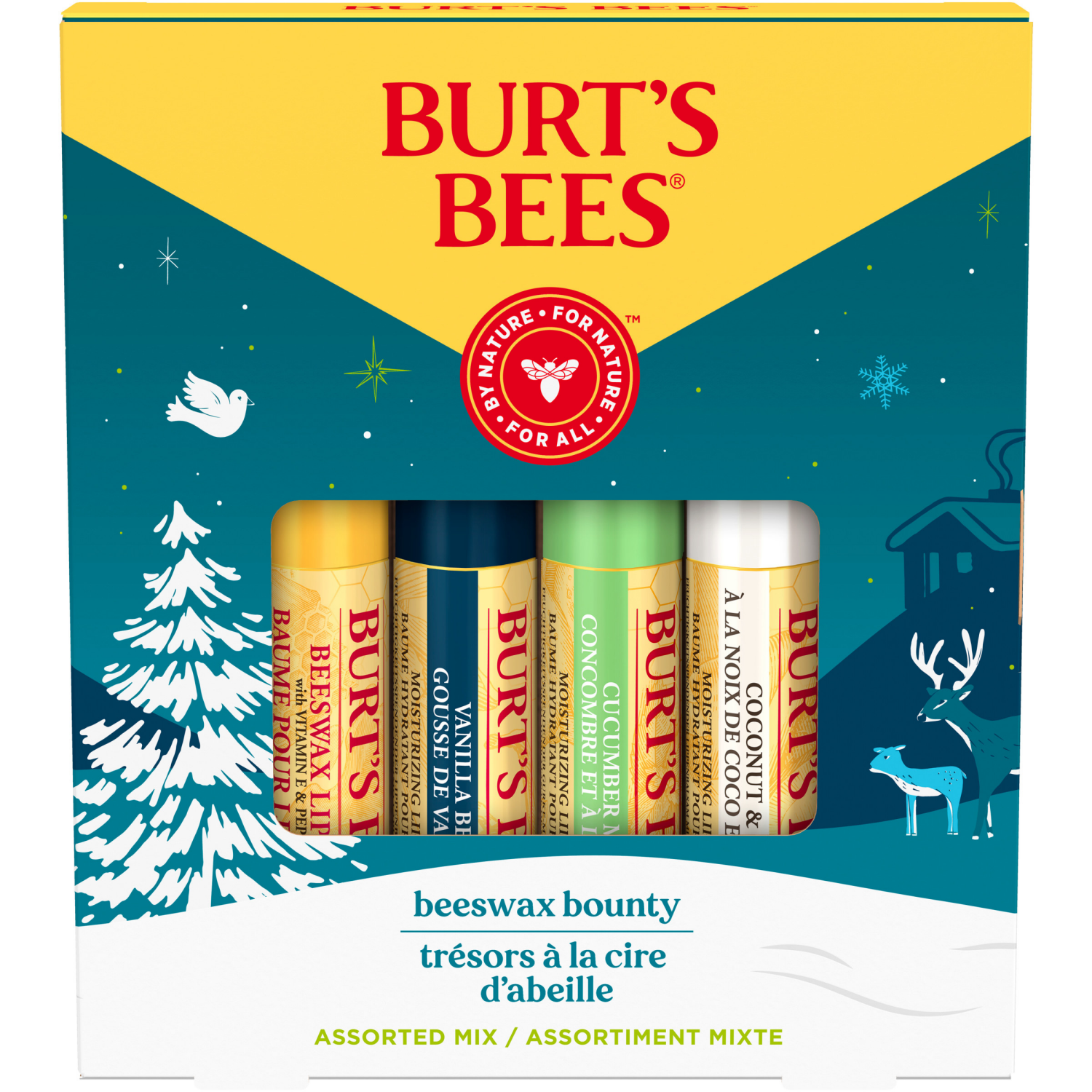 slide 1 of 4, Burt's Bees Beeswax Bounty Assorted Mix Lip Balm Gift Set, Natural Origin Lip Care, 4 Tubes, 0.15 oz., 0.15 oz
