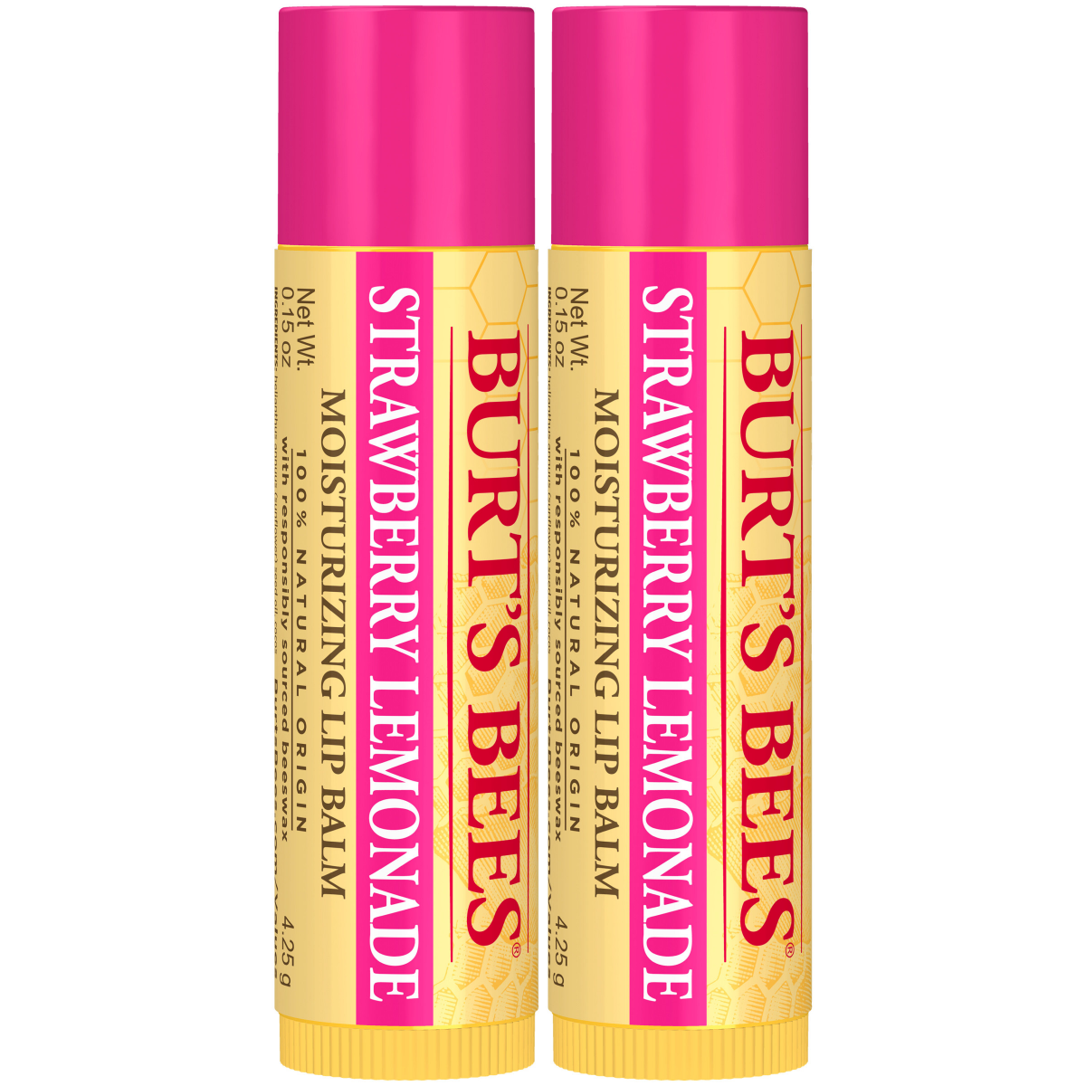 slide 6 of 6, Burt's Bees Strawberry Lemonade Lip Balm, Natural Origin Lip Care, 2 Tubes, 0.15 oz., 0.3 oz