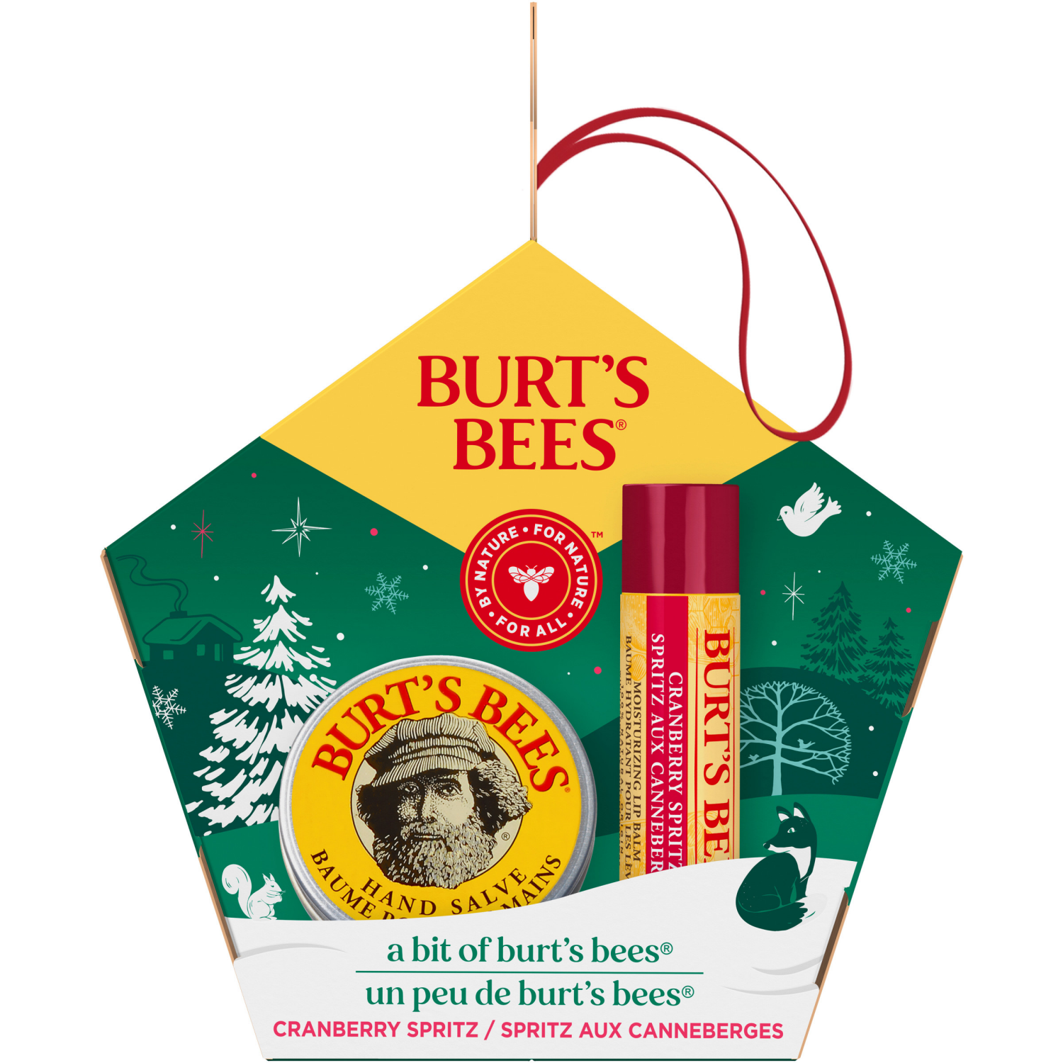 slide 2 of 4, Burt's Bees A Bit of Burt's Bees Cranberry Spritz Lip Balm and Hand Salve Gift Set, Natural Origin Skin Care and Lip Care, 2-Piece Set, 0.15 oz./0.3 oz., 2 pc