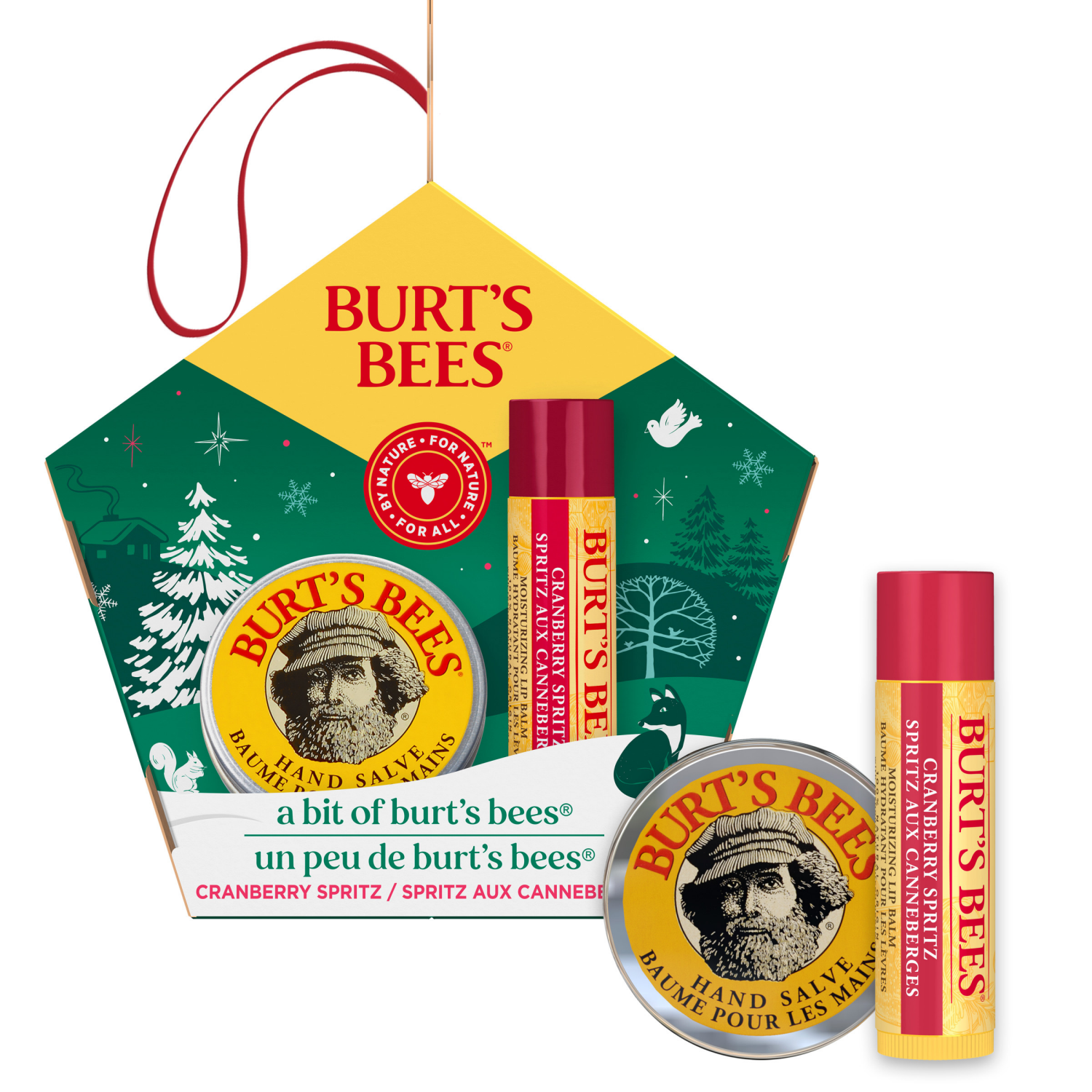 slide 4 of 4, Burt's Bees A Bit of Burt's Bees Cranberry Spritz Lip Balm and Hand Salve Gift Set, Natural Origin Skin Care and Lip Care, 2-Piece Set, 0.15 oz./0.3 oz., 2 pc