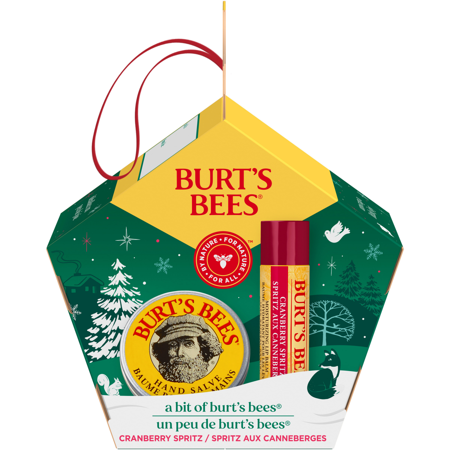 slide 1 of 4, Burt's Bees A Bit of Burt's Bees Cranberry Spritz Lip Balm and Hand Salve Gift Set, Natural Origin Skin Care and Lip Care, 2-Piece Set, 0.15 oz./0.3 oz., 2 pc