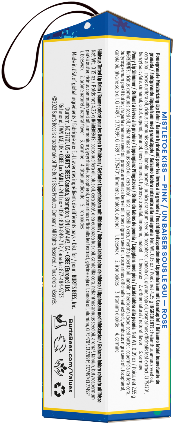 slide 4 of 5, Burt's Bees Burt''s Bees Mistletoe Kiss Lip Balm and Lip Shimmer Gift Set, Natural Origin Lip Care, 3 Tubes, 0.15 oz./0.09 oz., 0.39 oz