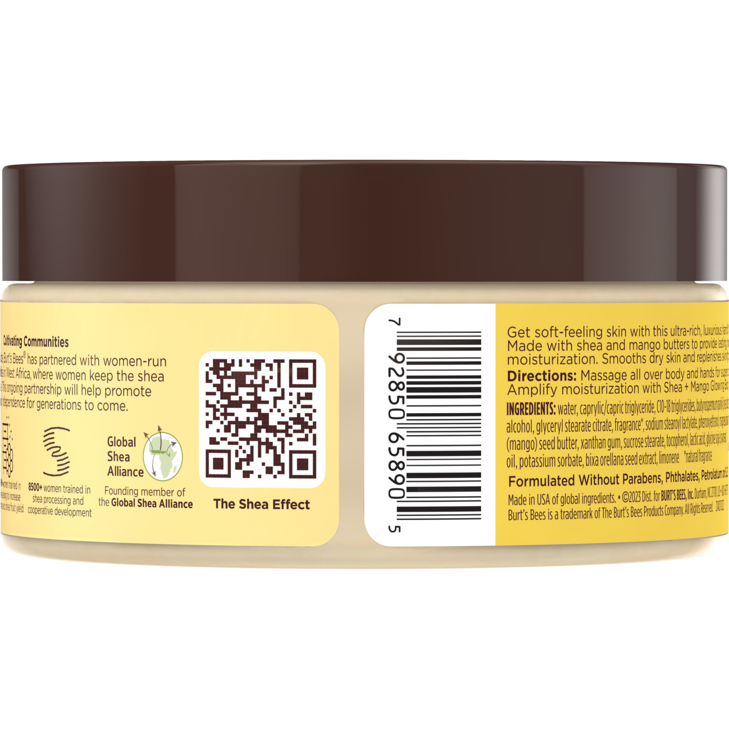 slide 2 of 8, Burt's Bees Shea + Mango Luxurious Hand Butter and Body Butter, Natural Origin Skin Care, 1 Tub, 6.5 oz., 6.5 oz