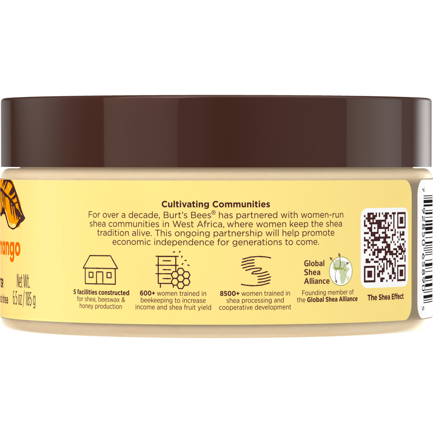slide 3 of 8, Burt's Bees Shea + Mango Luxurious Hand Butter and Body Butter, Natural Origin Skin Care, 1 Tub, 6.5 oz., 6.5 oz