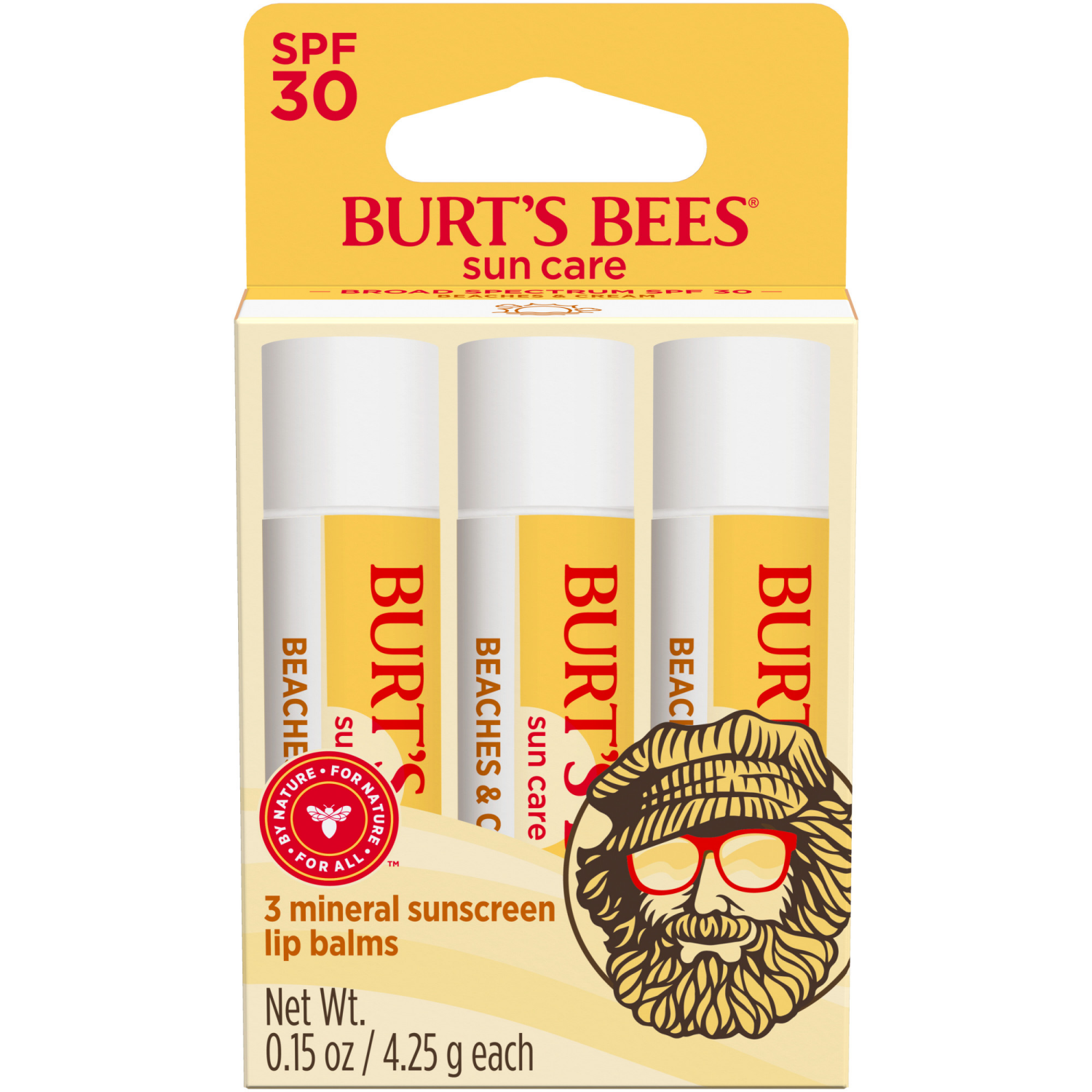 slide 1 of 8, Burts Bees Beaches and Cream SPF 30 Lip Balm, 3 Tubes, 0.15 oz