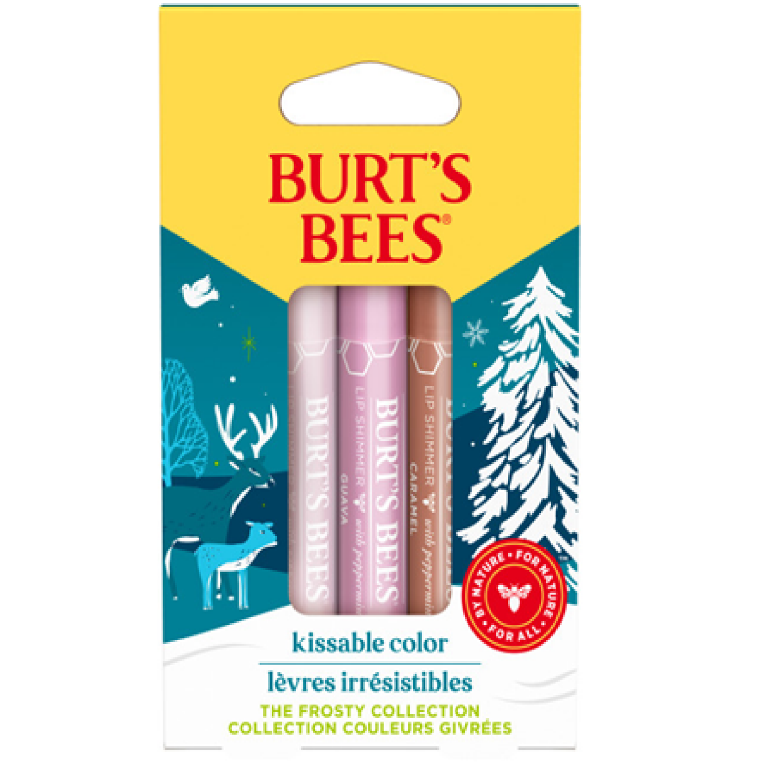 slide 1 of 8, Burt's Bees Kissable Color Frosty Collection Lip Shimmer Gift Set, Natural Origin Lip Care, 3 Tubes, 0.09 oz., 1 ct