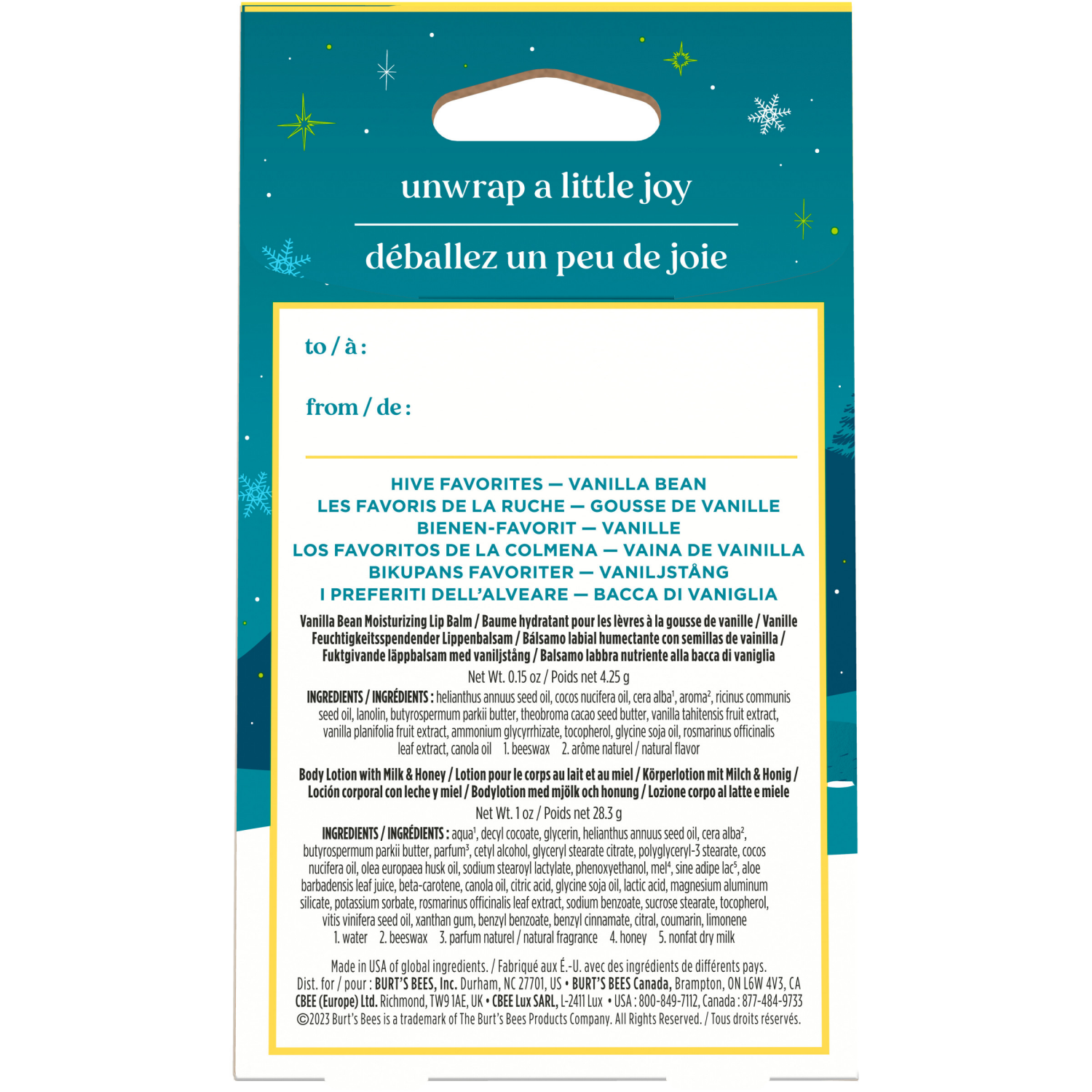 slide 2 of 5, Burts Bees Burt's Bees Limited Edition Hive Favorites Lip Balm And Body Lotion Gift Set, 0.15 Oz./1 Oz., 0.15 oz, 1 oz