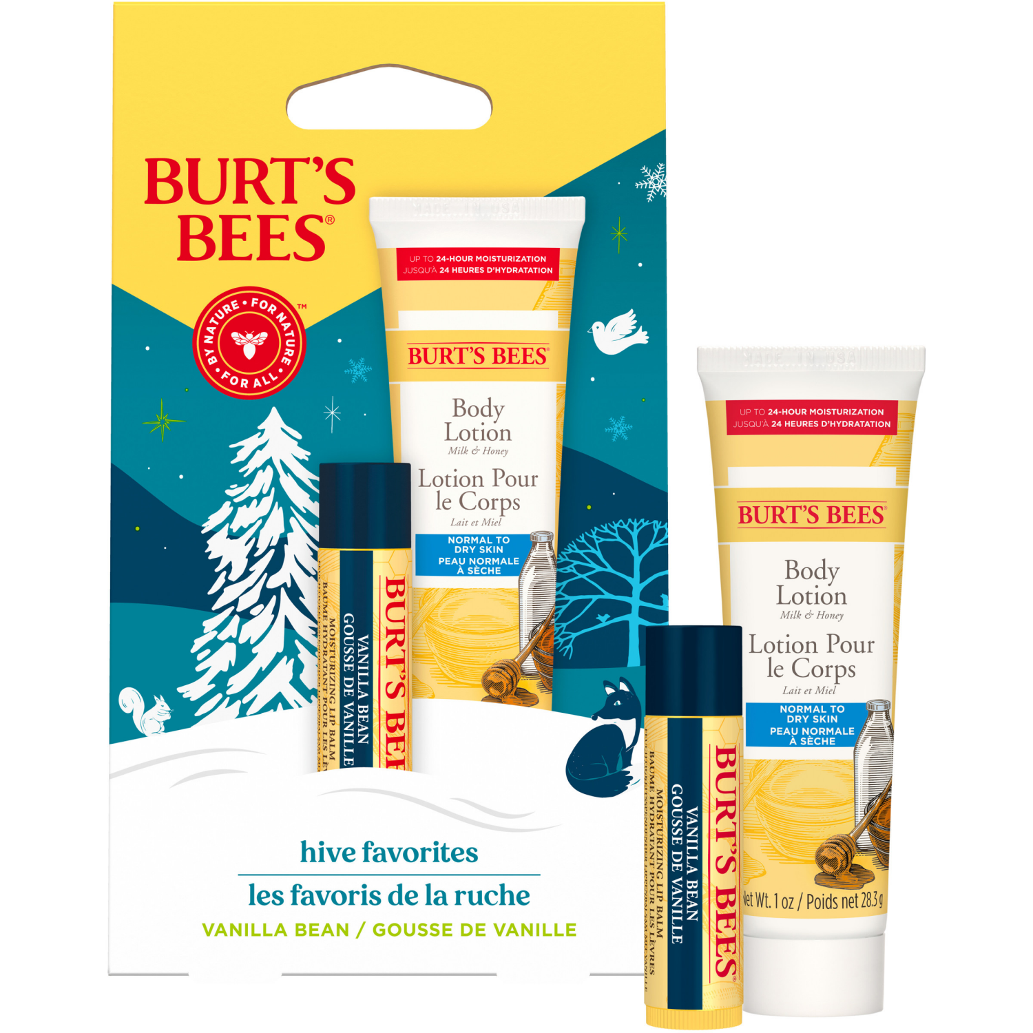 slide 4 of 5, Burts Bees Burt's Bees Limited Edition Hive Favorites Lip Balm And Body Lotion Gift Set, 0.15 Oz./1 Oz., 0.15 oz, 1 oz
