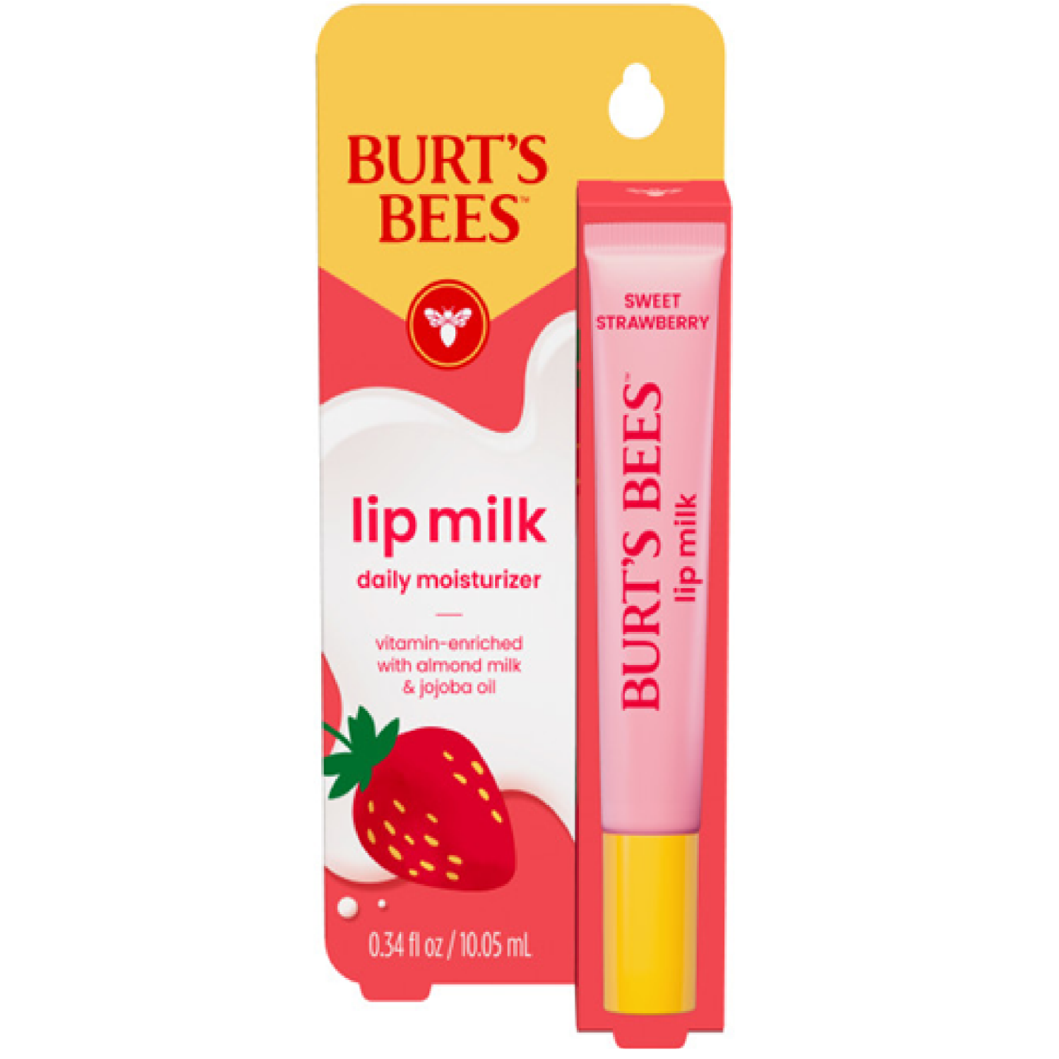 slide 1 of 8, Burt's Bees Daily Moisturizer Sweet Strawberry Lip Milk 0.34 fl oz, 0.34 fl oz