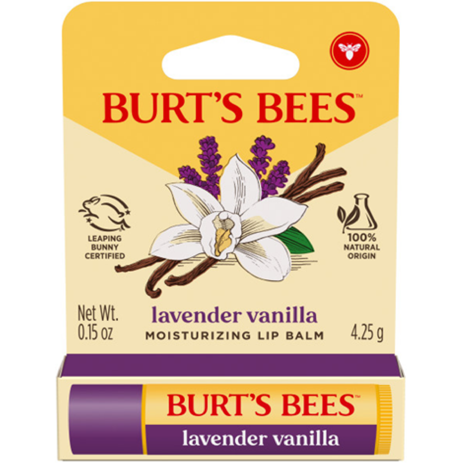 slide 1 of 8, Burt's Bees Burts Bees Lavender Vanilla Moisturizing Lip Balm, 0.15oz, 0.15 oz