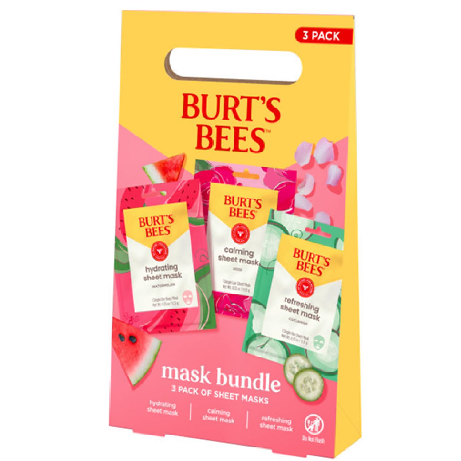 slide 6 of 8, Burt's Bees Face Sheet Mask Bundle, Includes Hydrating Mask, Calming Mask and Refreshing Mask, 99 Percent Natural Origin Skin Care, 3 ct., 3 ct