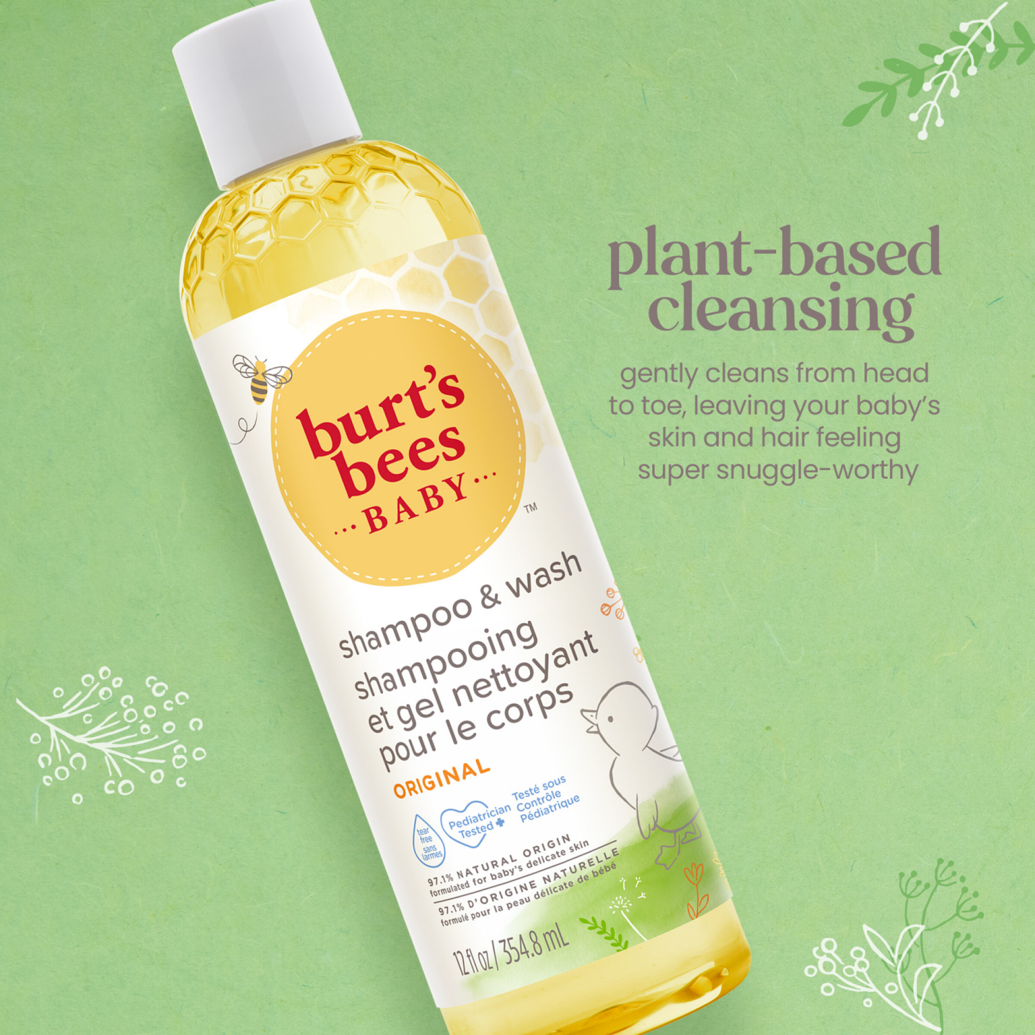 slide 6 of 8, Burt's Bees Baby Shampoo & Wash, Original Tear Free Baby Soap - 12 Ounce Bottle, 12 oz