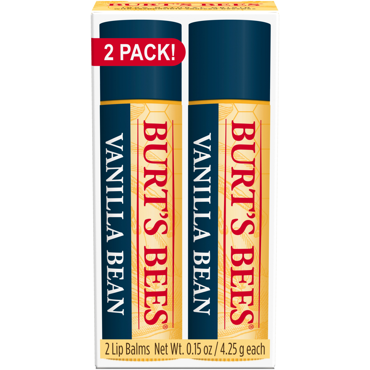 slide 1 of 8, Burt's Bees Vanilla Bean Moisturizing Lip Balms, 2 ct