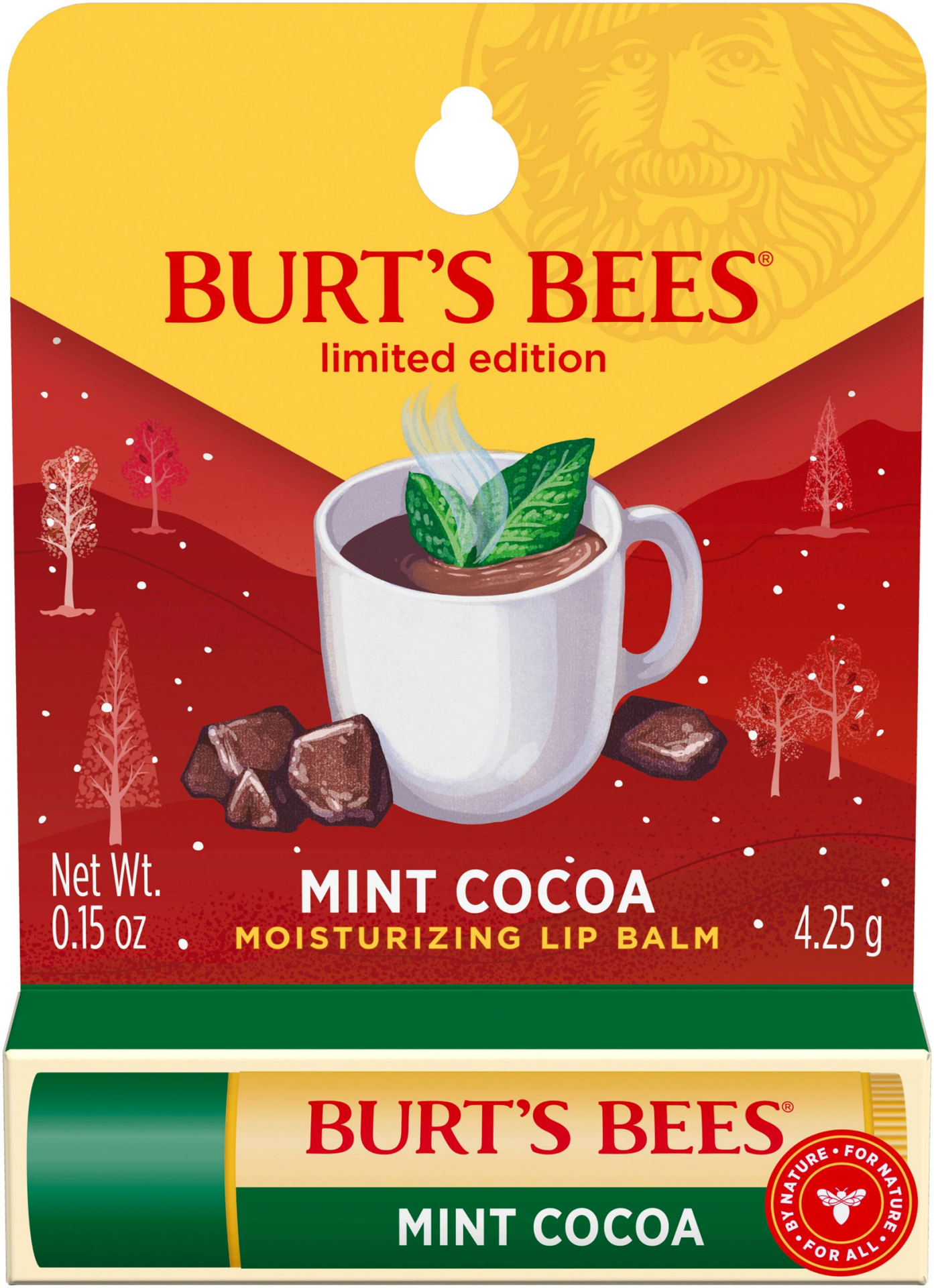slide 1 of 7, Burt's Bees Mint Cocoa Moisturizing Lip Balm, Natural Origin Lip Care, 1 Tube, 0.15 oz., 0.15 oz