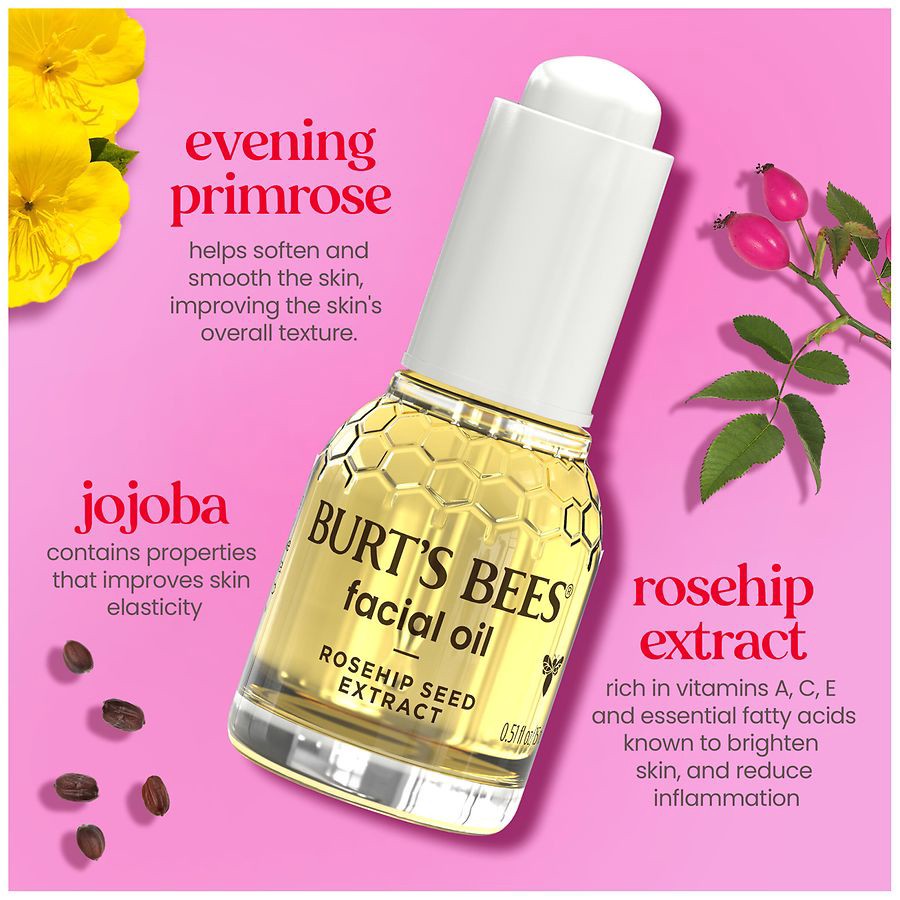 slide 3 of 5, Burt's Bees with Rosehip Seed Extract Face Oil 0.51 fl oz, 0.51 fl oz