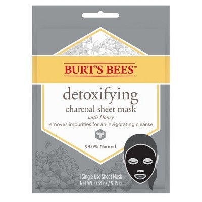 slide 1 of 4, Burt's Bees Detoxifying Charcoal Sheet Face Mask, 1 ct, 0.33 oz