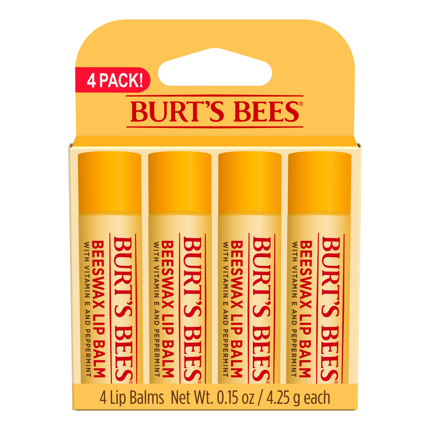 slide 1 of 5, Burt's Bees Lip Balm 4 ea, 4 ct