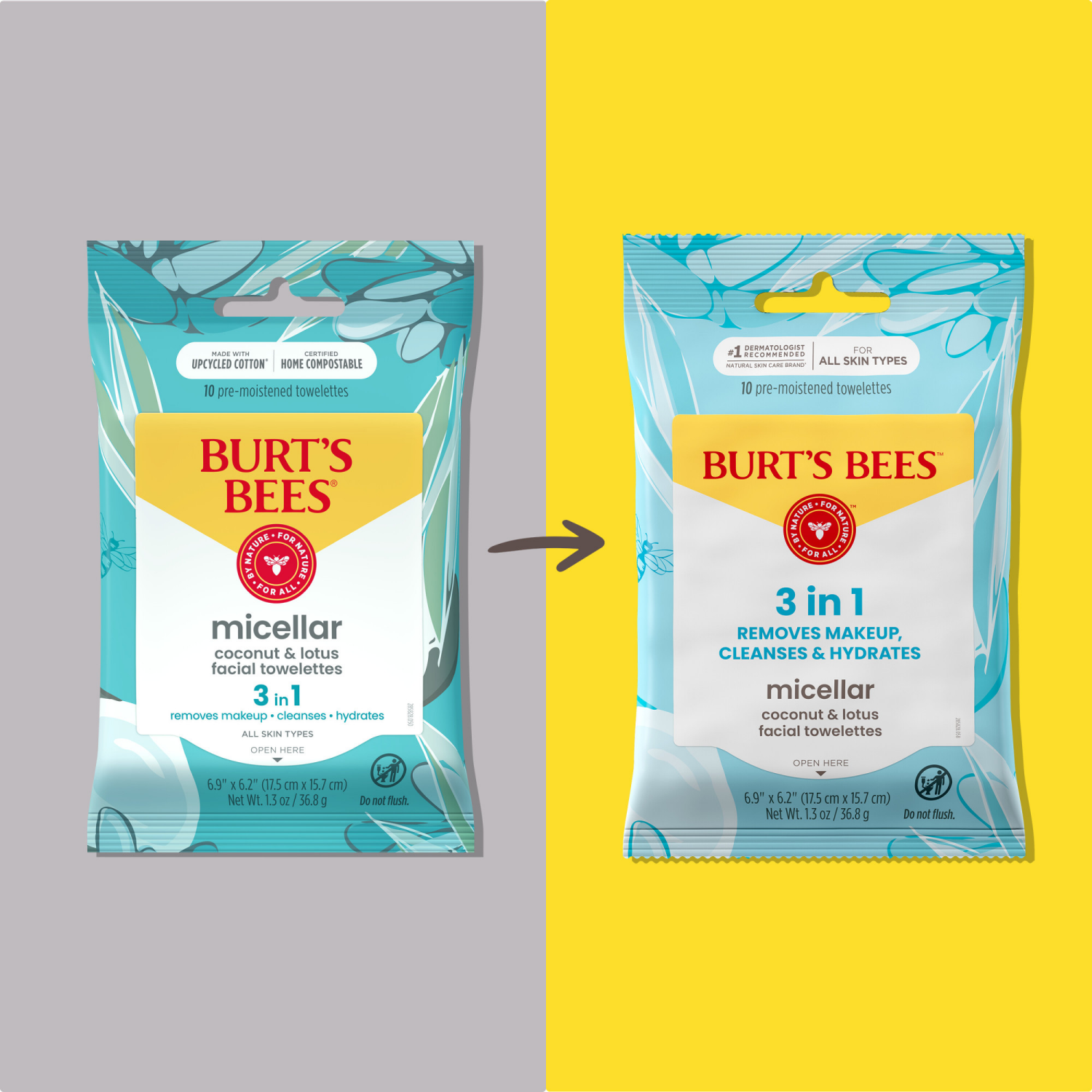 slide 7 of 8, Burt's Bees Burt's Bees Micellar Facial Towelettes With Coconut and Lotus Package, 10 ct