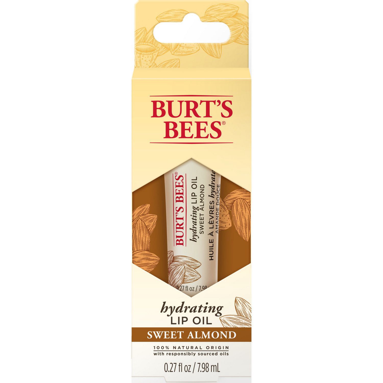 slide 7 of 7, Burt's Bees 100% Natural Hydrating Lip Oil with Sweet Almond Oil, 1 Tube, 0.27 fl oz