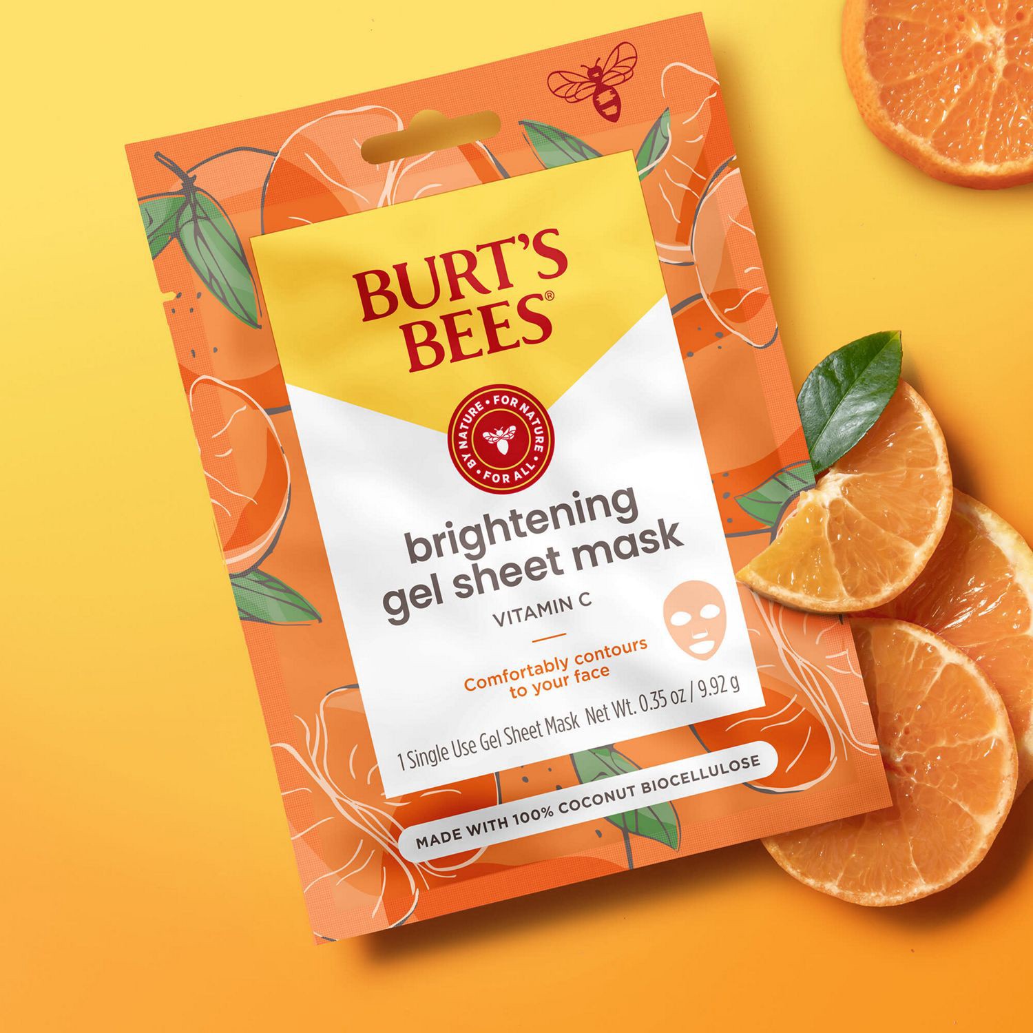 slide 4 of 7, Burt's Bees Brightening Biocellulose Gel Mask with Vitamin C 1 ea, 1 ct