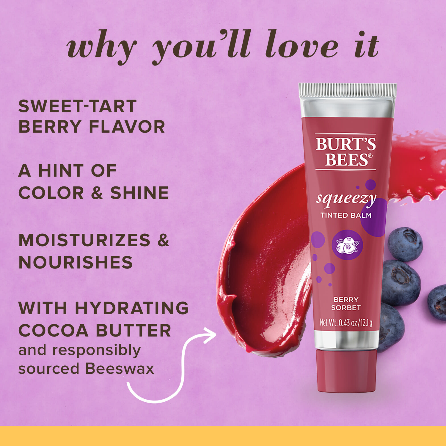 slide 6 of 8, Burt's Bees Squeezy Berry Sorbet Tinted Balm 0.43 oz, 0.43 oz