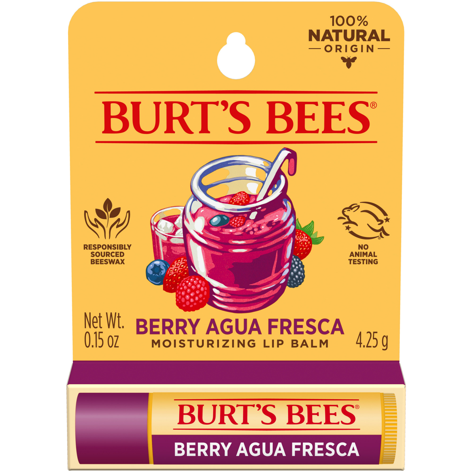 slide 1 of 8, Burt's Bees Natural Origin Berry Agua Fresca Lip Balm, 0.15 oz