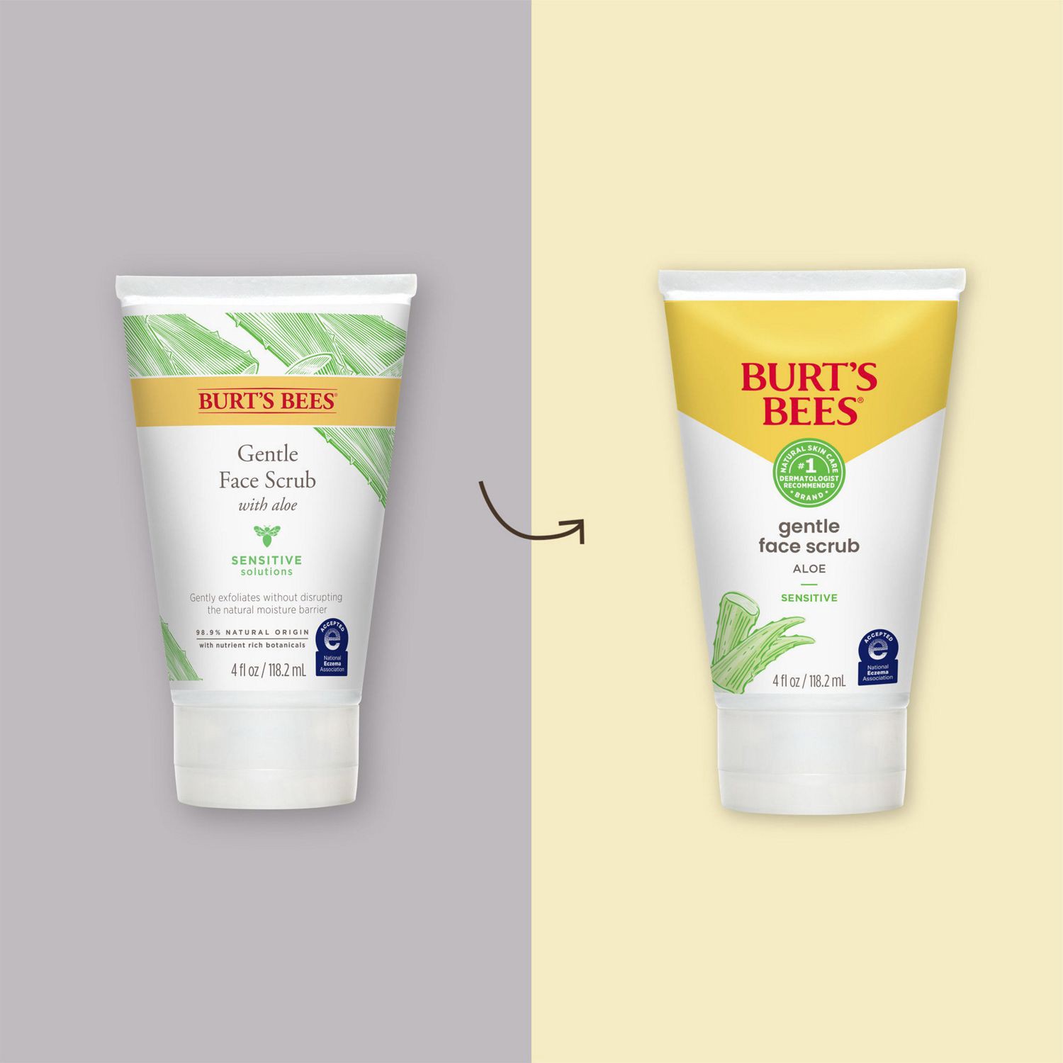 slide 9 of 9, Burt's Bees Sensitive Solutions Gentle Face Scrub with Aloe, 98.9% Natural Origin, 4 Fluid Ounces, 4 oz