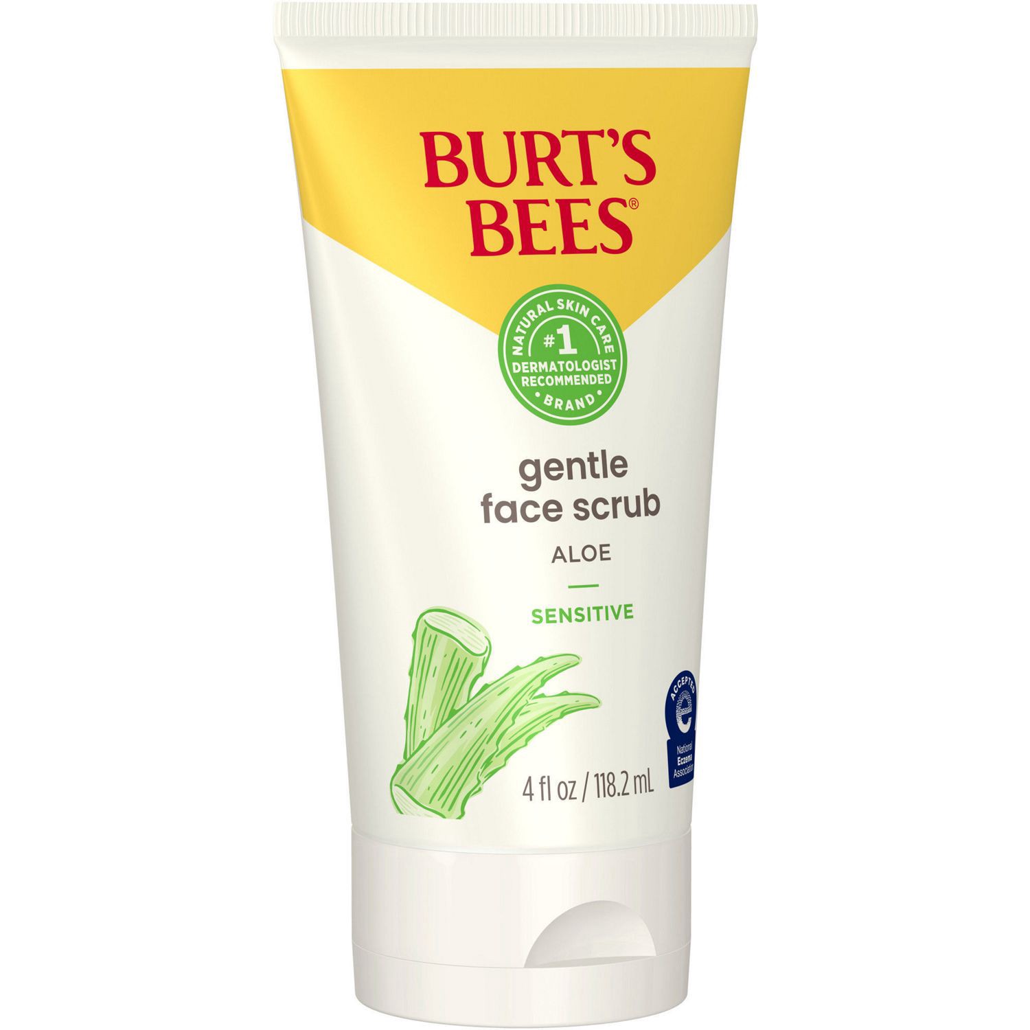 slide 4 of 9, Burt's Bees Sensitive Solutions Gentle Face Scrub with Aloe, 98.9% Natural Origin, 4 Fluid Ounces, 4 oz