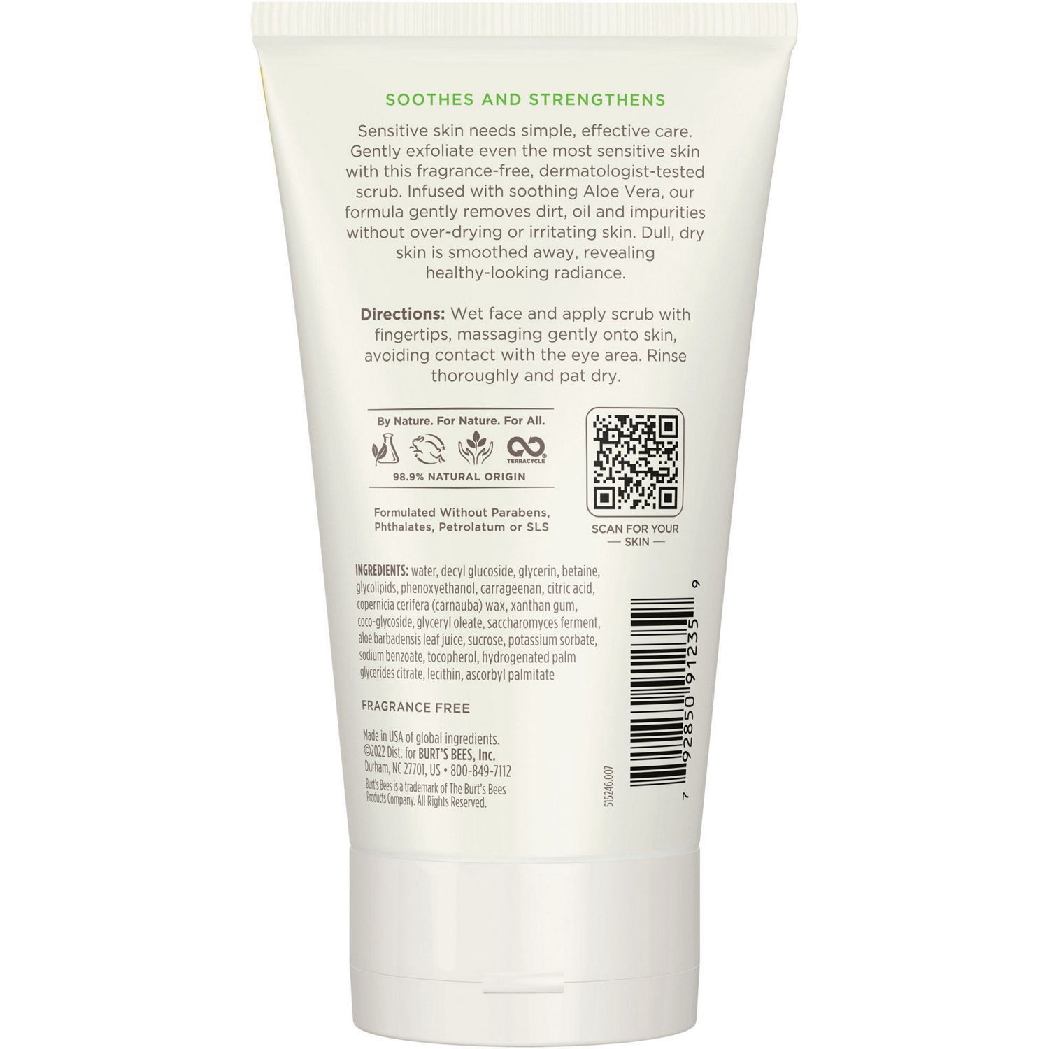 slide 5 of 9, Burt's Bees Sensitive Solutions Gentle Face Scrub with Aloe, 98.9% Natural Origin, 4 Fluid Ounces, 4 oz