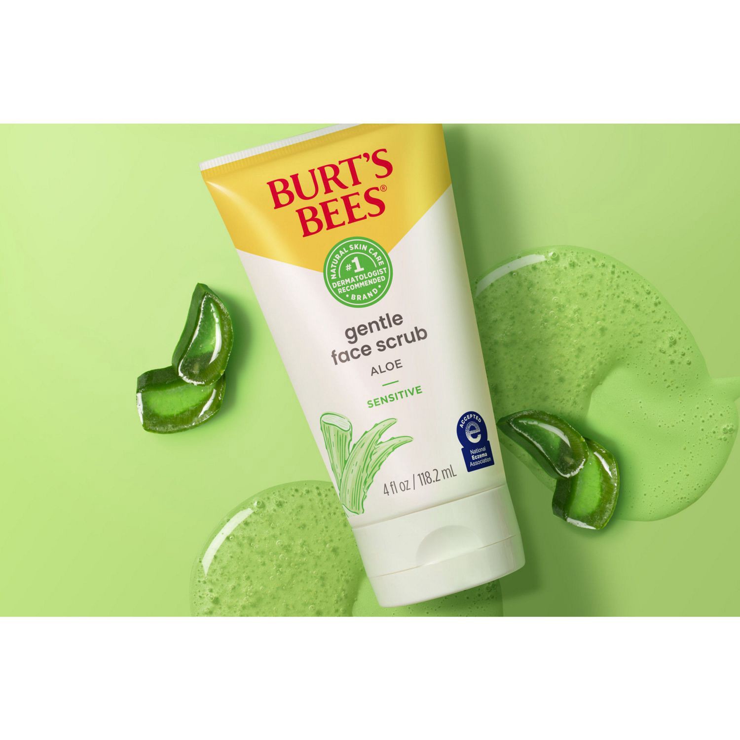slide 8 of 9, Burt's Bees Sensitive Solutions Gentle Face Scrub with Aloe, 98.9% Natural Origin, 4 Fluid Ounces, 4 oz