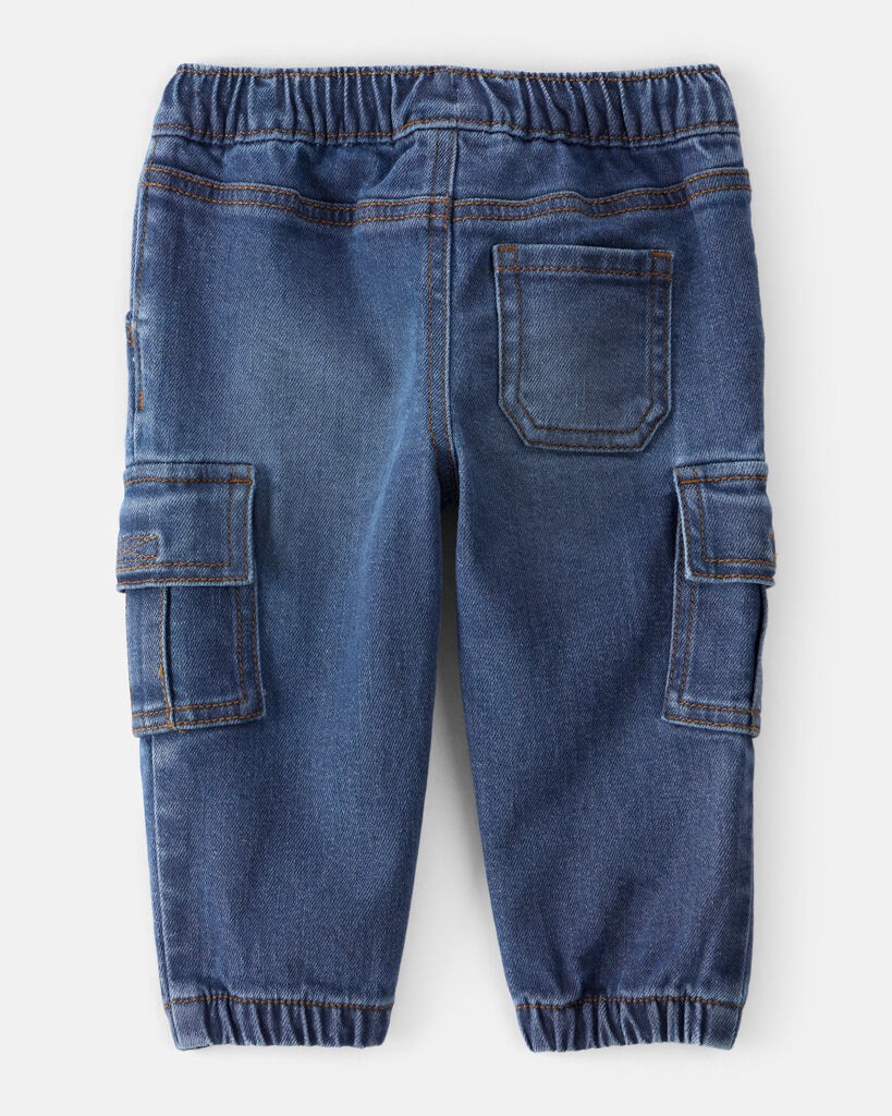 slide 3 of 4, Oshkosh Baby Boy Denim Cargo Joggers - Blue Blue 24M, 1 ct