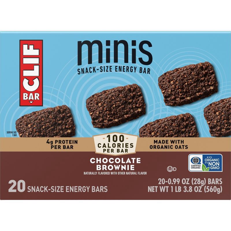 slide 2 of 14, CLIF Bar Mini Chocolate Brownie Granola Protein Bar Made with Organic Oats - 19.8oz/20pk, 19.8 oz, 20 ct
