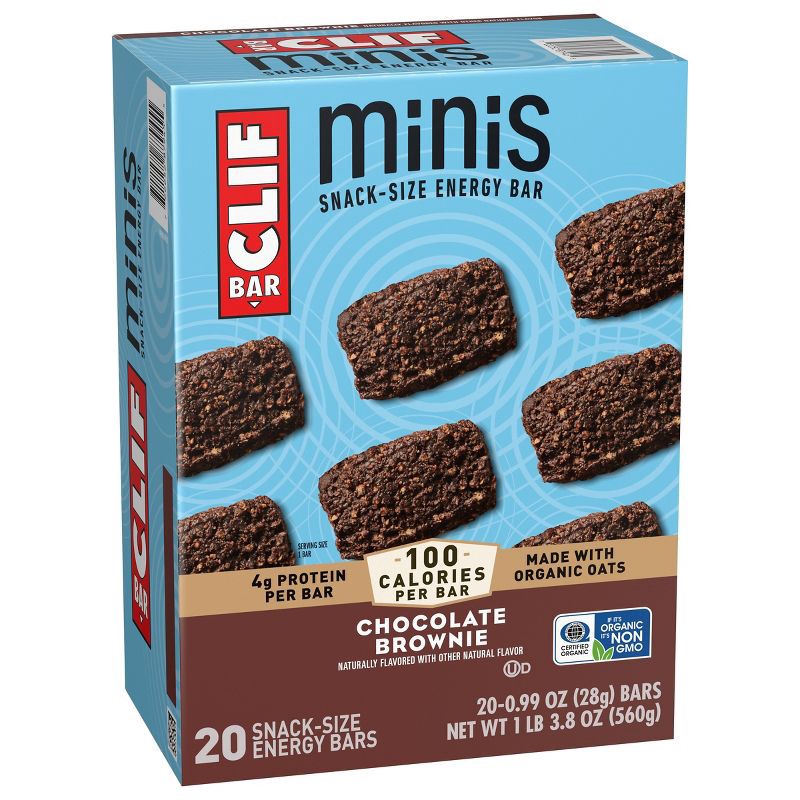 slide 5 of 14, CLIF Bar Mini Chocolate Brownie Granola Protein Bar Made with Organic Oats - 19.8oz/20pk, 19.8 oz, 20 ct