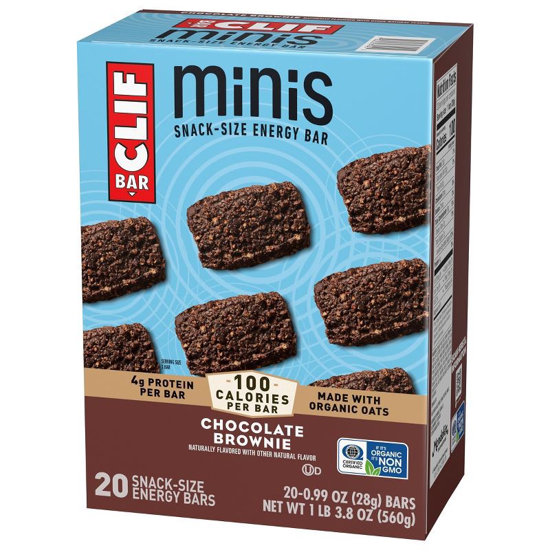 slide 6 of 14, CLIF Bar Mini Chocolate Brownie Granola Protein Bar Made with Organic Oats - 19.8oz/20pk, 19.8 oz, 20 ct