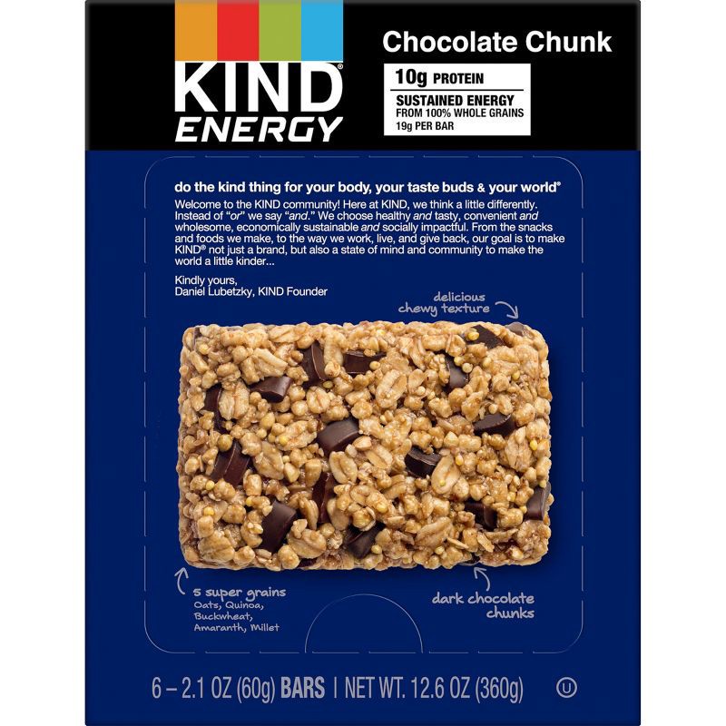 slide 2 of 7, KIND Energy Bar Chocolate Chunk - 12.6oz/6ct, 12.6 oz, 6 ct