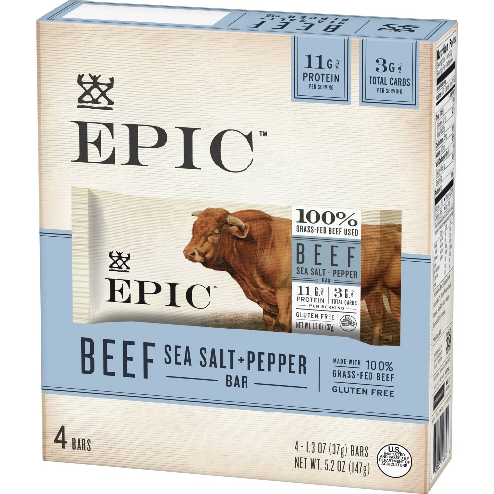 slide 3 of 3, EPIC Meat Bars Beef Sea Salt & Pepper, 5.2 oz