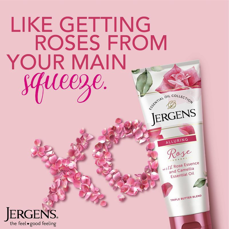 slide 3 of 8, Jergens Rose Triple Butter Blend Body Butter, Rose Lotion, Moisturizer with Camellia Essential Oil Scented - 7 fl oz, 7 fl oz