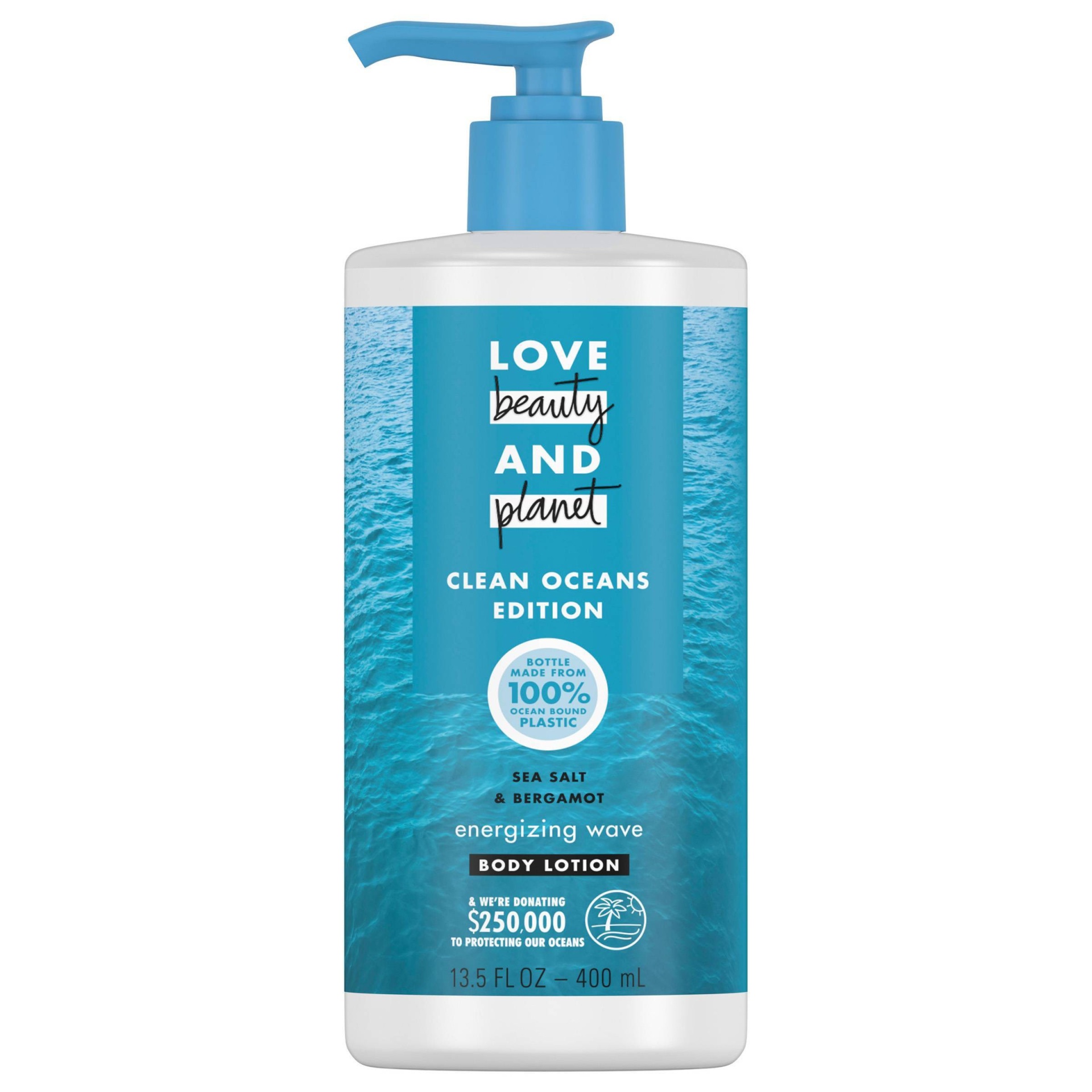 slide 1 of 4, Love Beauty and Planet Sea Salt & Bergamot Energizing Wave Body Lotion, 13.5 fl oz