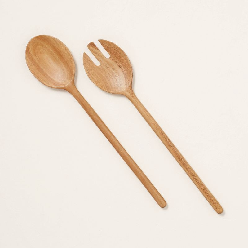 slide 1 of 3, Hearth & Hand with Magnolia Wood Salad Claws - Hearth & Hand™ with Magnolia: Acacia Serving Fork & Spoon Set, 1 ct