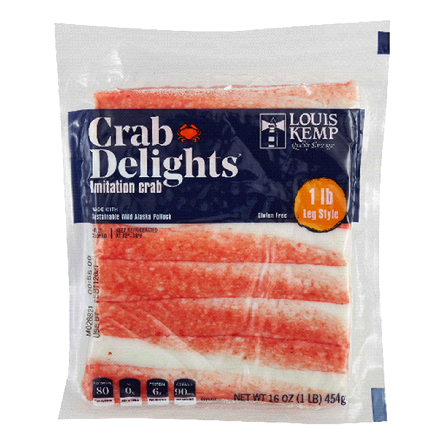 slide 1 of 1, Louis Kemp Crab Delights Leg Style Crab Flavored Seafood 16 oz, 16 oz